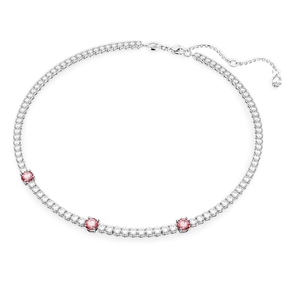 Matrix Tennis Halskette, Verschiedene Schliffe, Rosa, Rhodiniert - Swarovski, 5666165