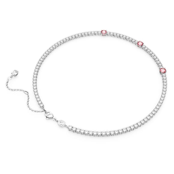 Matrix Tennis necklace, Mixed cuts, Pink, Rhodium plated - Swarovski, 5666165