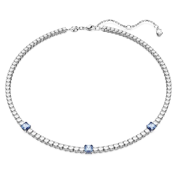 Matrix Tennis Halskette, Verschiedene Schliffe, Blau, Rhodiniert - Swarovski, 5666167