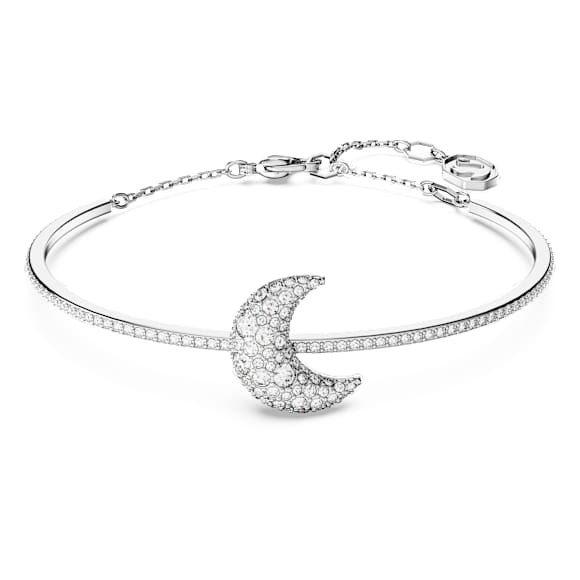 Luna bangle, Moon, White, Rhodium plated - Swarovski, 5666175