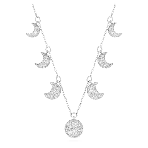 Luna choker, Moon, White, Rhodium plated - Swarovski, 5666178