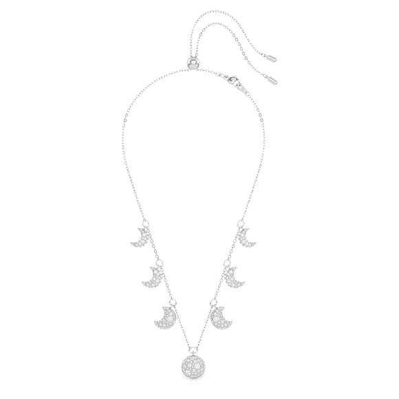 Luna choker, Moon, White, Rhodium plated - Swarovski, 5666178