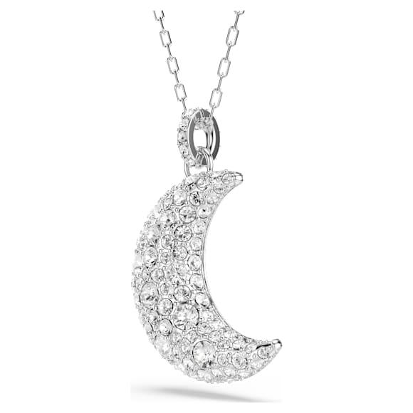 Pendentif Luna, Lune, Blanc, Métal rhodié - Swarovski, 5666181