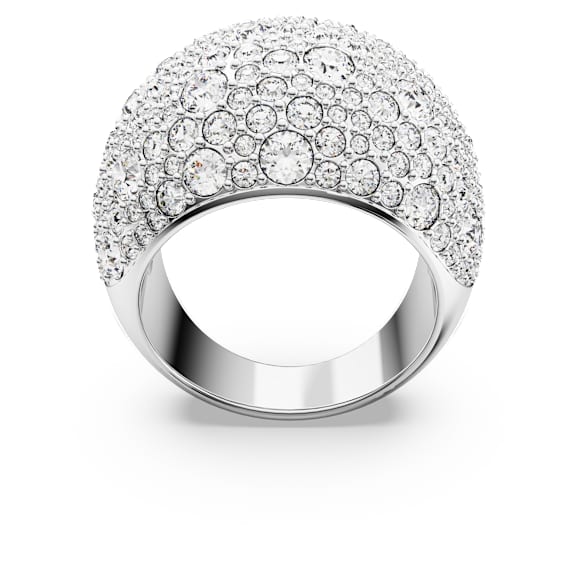 Sublima cocktail ring, Moon, White, Rhodium plated - Swarovski, 5666182