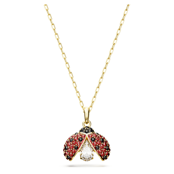 Idyllia pendant, Ladybug, Red, Gold-tone plated - Swarovski, 5666225