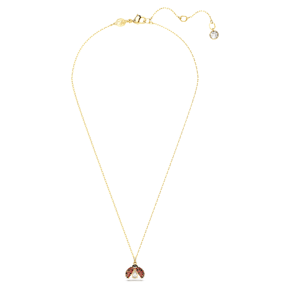 Idyllia pendant, Ladybug, Red, Gold-tone plated - Swarovski, 5666225