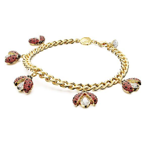 Idyllia bracelet, Ladybug, Red, Gold-tone plated - Swarovski, 5666238