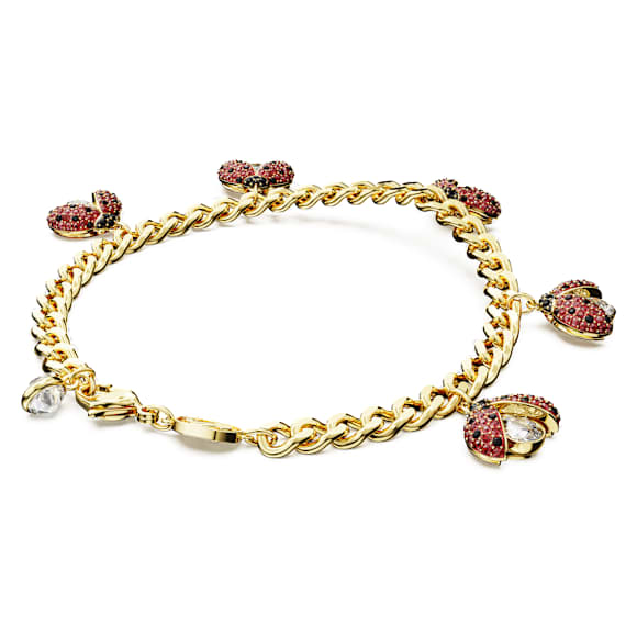 Idyllia bracelet, Ladybug, Red, Gold-tone plated - Swarovski, 5666238