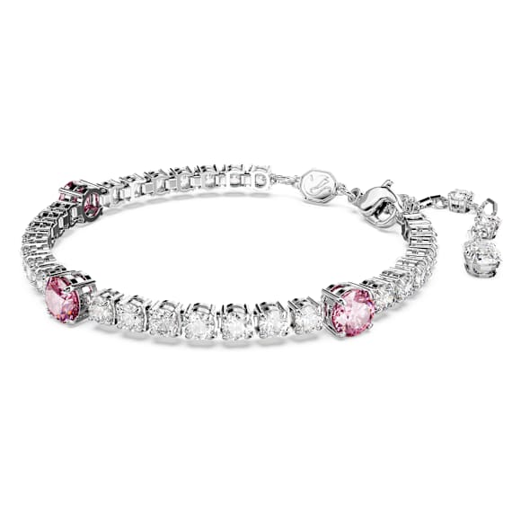 Matrix Tennis Armband, Verschiedene Schliffe, Rosa, Rhodiniert - Swarovski, 5666421