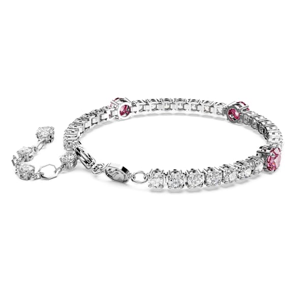 Matrix Tennis bracelet, Mixed cuts, Pink, Rhodium plated - Swarovski, 5666421