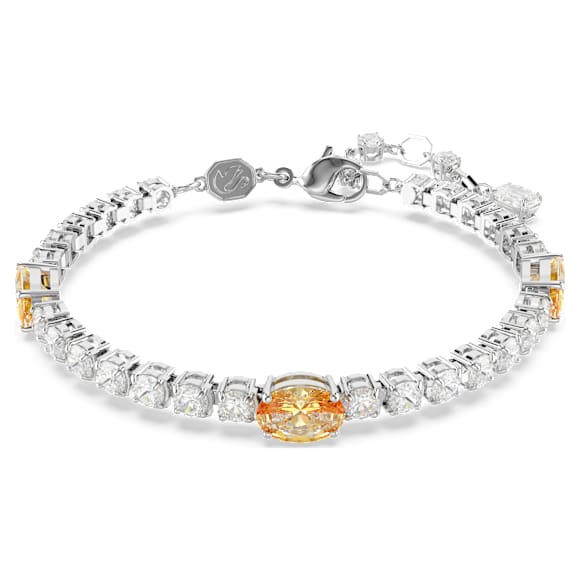 Matrix Tennis bracelet, Mixed cuts, Yellow, Rhodium plated - Swarovski, 5666425