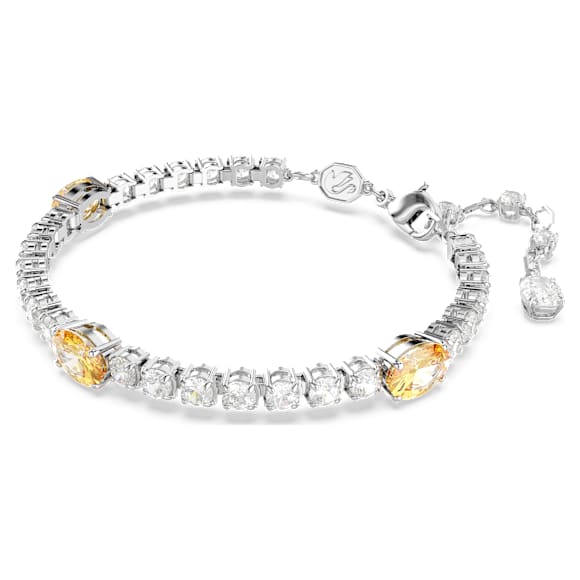 Matrix Tennis bracelet, Mixed cuts, Yellow, Rhodium plated - Swarovski, 5666425