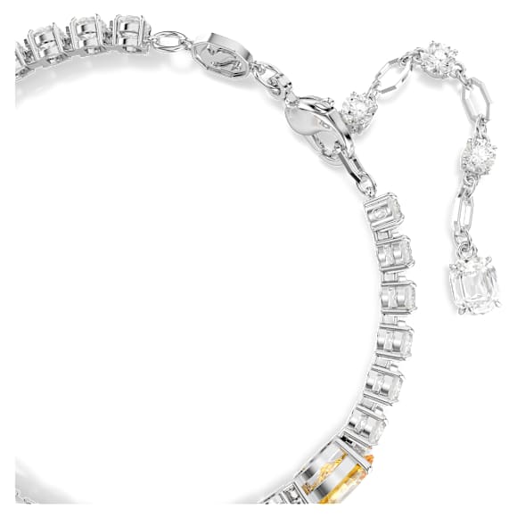 Matrix Tennis bracelet, Mixed cuts, Yellow, Rhodium plated - Swarovski, 5666425