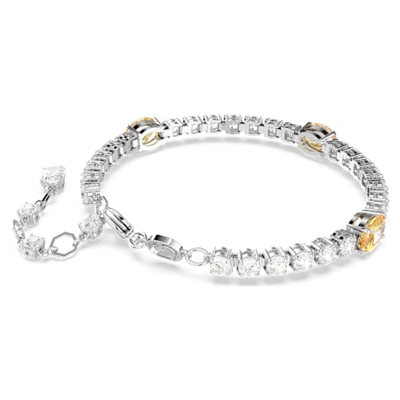 Matrix Tennis bracelet, Mixed cuts, Yellow, Rhodium plated - Swarovski, 5666425