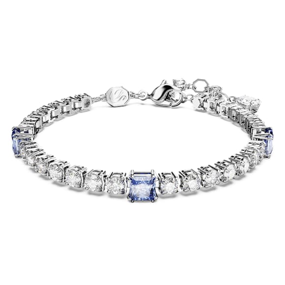 Braccialetto Matrix Tennis, Taglio misto, Blu, Placcato rodio - Swarovski, 5666426