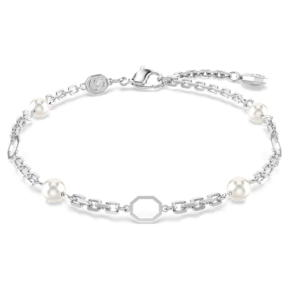 Bracelet Carrier Symbolica, Perle de cristal, Blanc, Métal rhodié - Swarovski, 5667210
