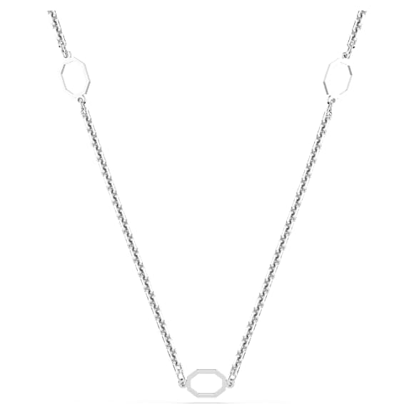 Symbolica carrier necklace, White, Rhodium plated - Swarovski, 5667468