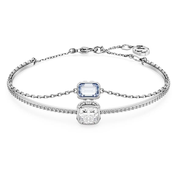 Bracciale rigido Stilla, Taglio misto, Blu, Placcato rodio - Swarovski, 5668244