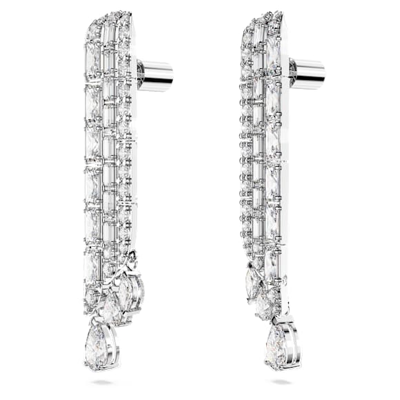 Hyperbola 水滴形耳環, 混合式切割, 白色, 鍍白金色 - Swarovski, 5668354