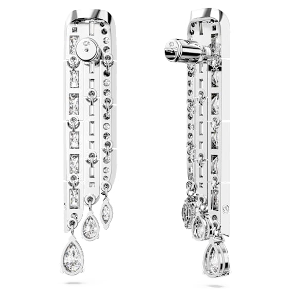 Hyperbola 水滴形耳環, 混合式切割, 白色, 鍍白金色 - Swarovski, 5668354