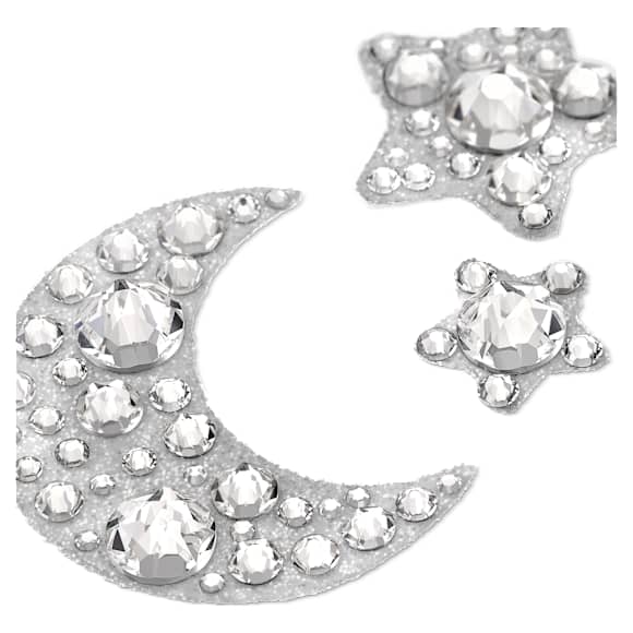 Body jewel, Set (4), Moon and star, White - Swarovski, 5668448