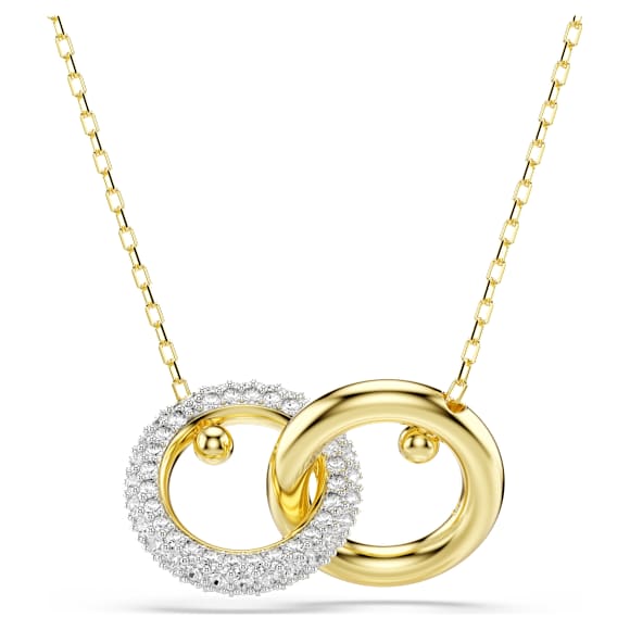 Dextera pendant, Interlocking loop, White, Gold-tone plated - Swarovski, 5668820