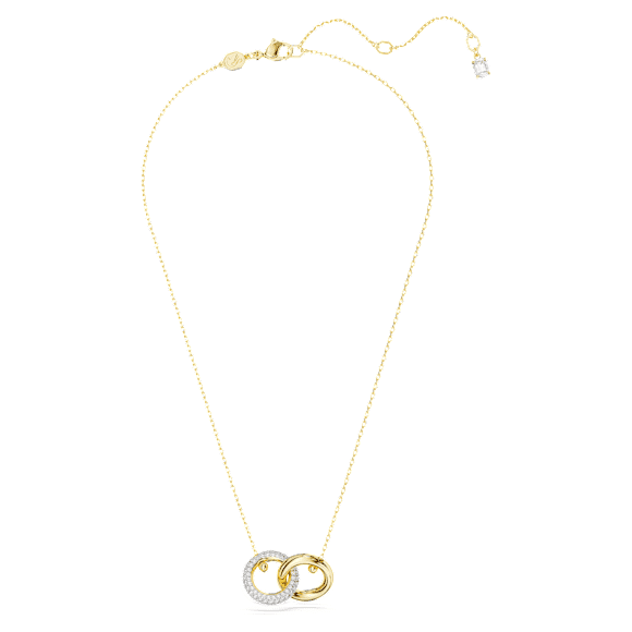 Dextera pendant, Interlocking loop, White, Gold-tone plated - Swarovski, 5668820