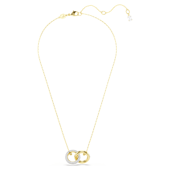 Dextera pendant, Interlocking loop, White, Gold-tone plated - Swarovski, 5668820