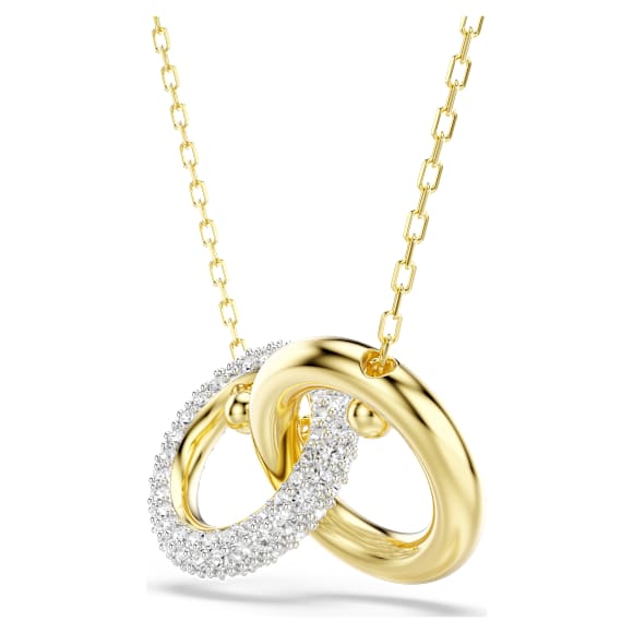 Dextera pendant, Interlocking loop, White, Gold-tone plated - Swarovski, 5668820
