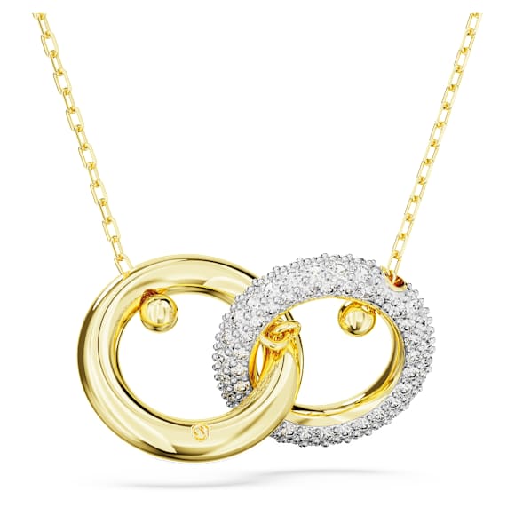 Dextera pendant, Interlocking loop, White, Gold-tone plated - Swarovski, 5668820