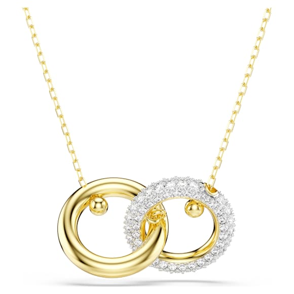 Dextera pendant, Interlocking loop, White, Gold-tone plated - Swarovski, 5668820