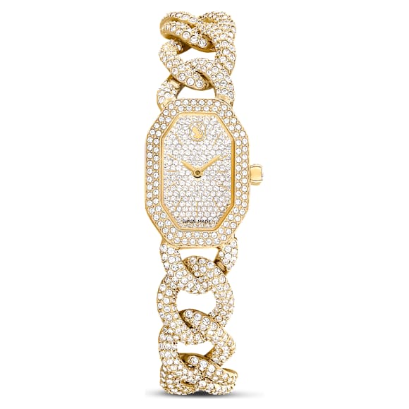Dextera Chain Saat, İsviçre Üretimi, Kristal bileklik, Altın Rengi, Altın rengi yüzey - Swarovski, 5668854