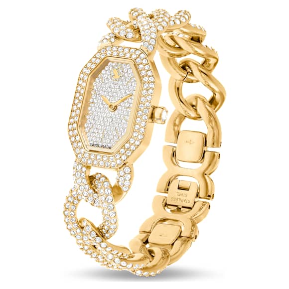 Dextera Chain watch, Swiss Made, Crystal bracelet, Gold tone, Gold-tone finish - Swarovski, 5668854