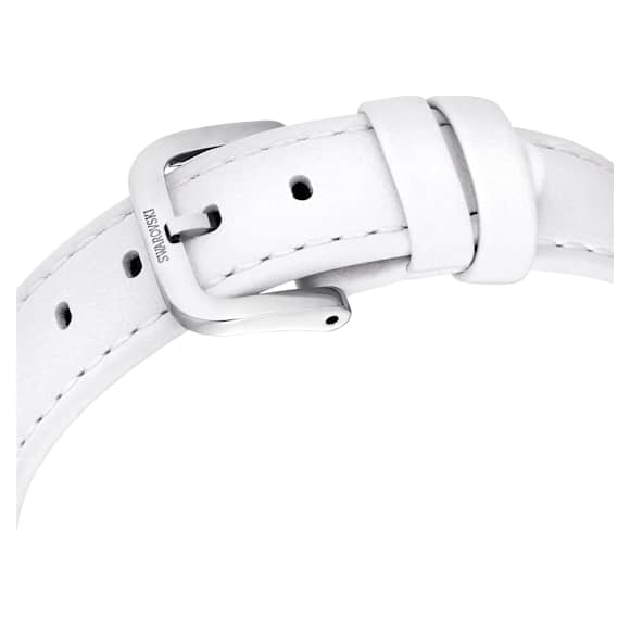 Relógio Crystalline Lustre, Fabrico suíço, Pulseira de couro, Branco, Aço inoxidável - Swarovski, 5668887