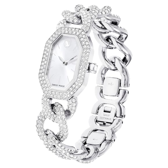 Dextera Chain watch, Swiss Made, Crystal bracelet, Silver tone, Stainless Steel - Swarovski, 5668899