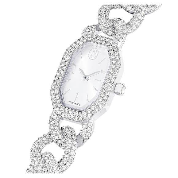 Dextera Chain watch, Swiss Made, Crystal bracelet, Silver tone, Stainless Steel - Swarovski, 5668899