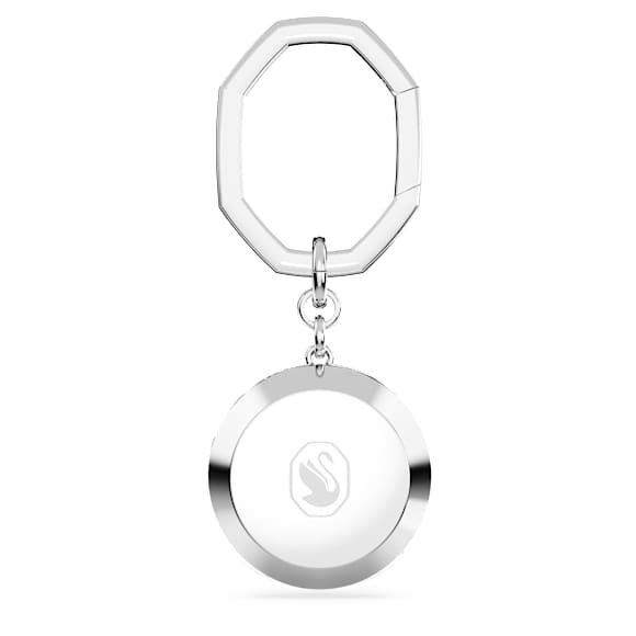 Nyckelring, Rundslipad, Vit, Rodiumpläterad - Swarovski, 5669119