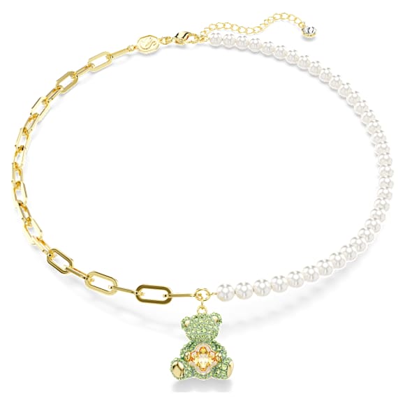 Obesek Teddy, Kristalni biser, Medved, Večbarven, PVD zlatega odtenka - Swarovski, 5669162