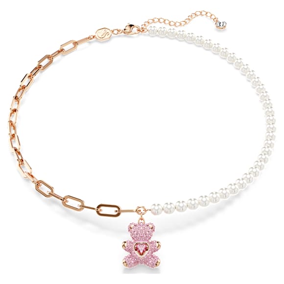 Pandantiv Teddy, Perlă de cristal, Urs, Roz, Finisaj din aur roz de 18k - Swarovski, 5669166