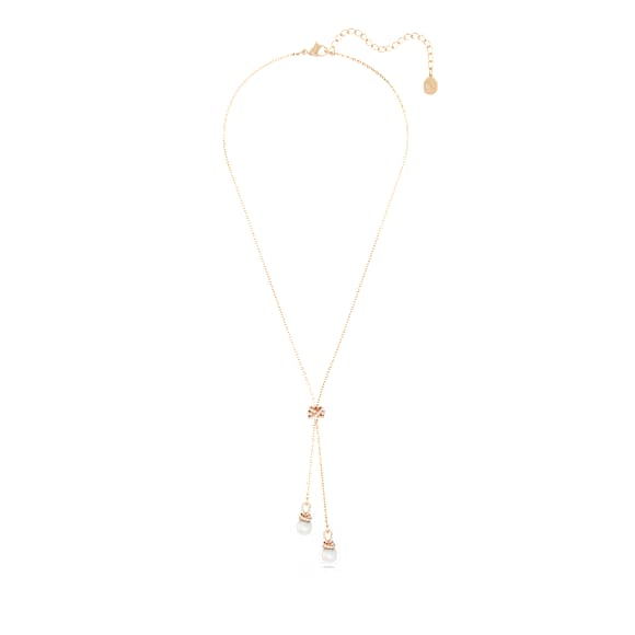 Y-obesek Originally, Kristalni biser, Bel, V videzu rožnatega zlata 18K - Swarovski, 5669521