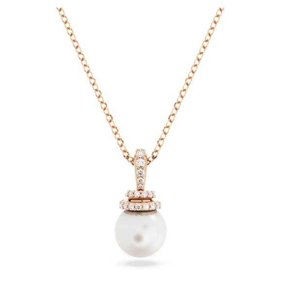 Obesek Originally, Kristalni biser, Bel, V videzu rožnatega zlata 18K - Swarovski, 5669523