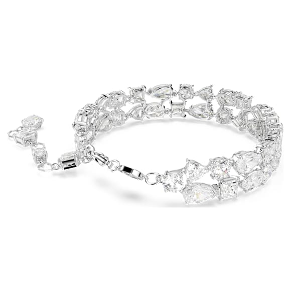 Mesmera bracelet, Mixed cuts, White, Rhodium plated - Swarovski, 5669927