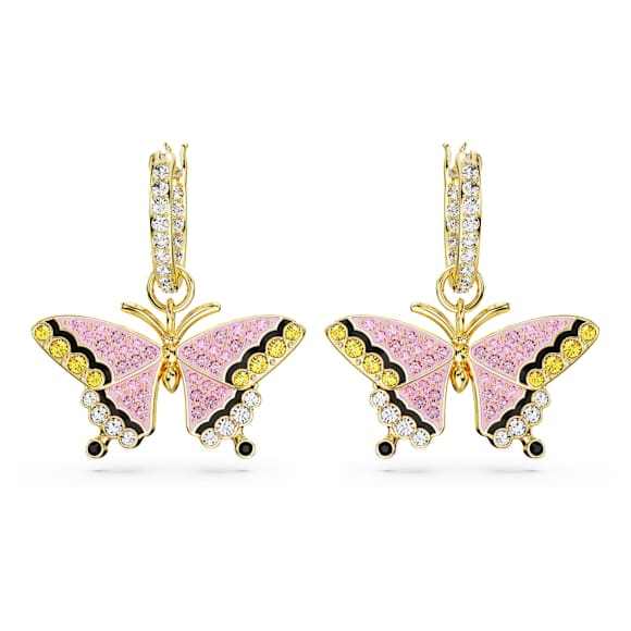 Idyllia Drop-Ohrhänger, Schmetterling, Mehrfarbig, Goldlegierungsschicht - Swarovski, 5670055