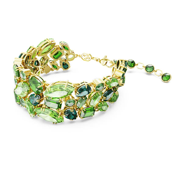 Gema 手鏈, 混合式切割, 綠色, 鍍金色色調 - Swarovski, 5670091