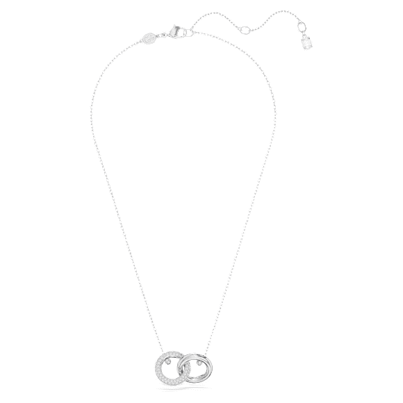 Dextera pendant, Interlocking loop, White, Rhodium plated - Swarovski, 5670251