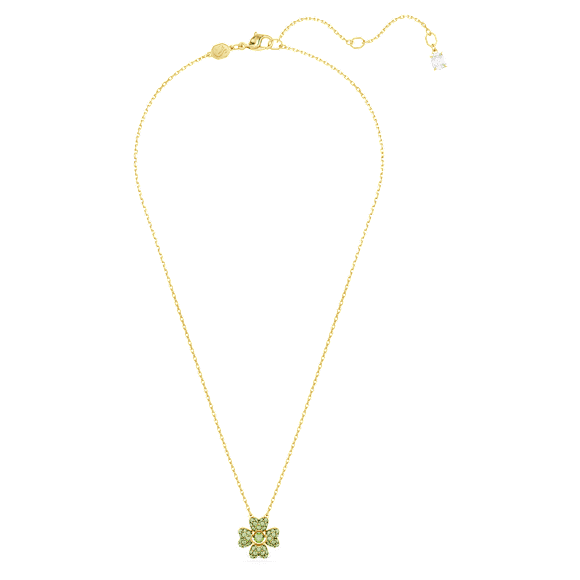 Idyllia pendant, Clover, Green, 18K gold finish - Swarovski, 5671144