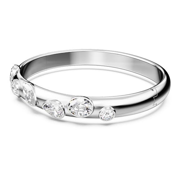 Bracciale rigido Dextera, Taglio misto, Bianco, Placcato rodio - Swarovski, 5671193