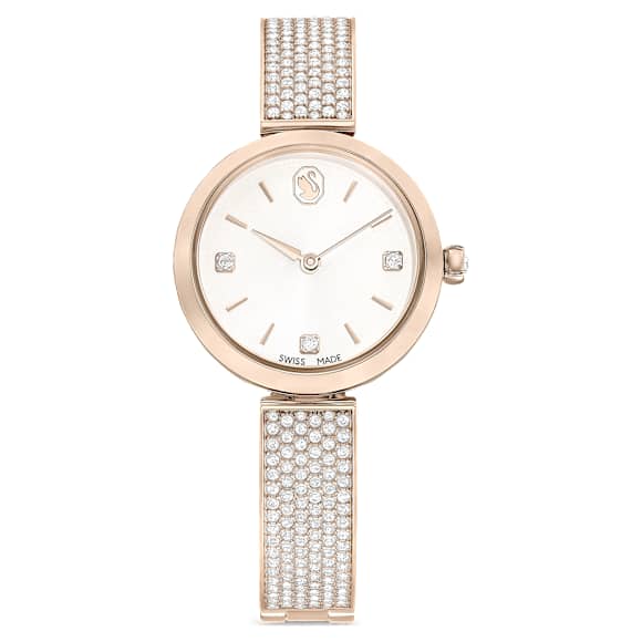 Illumina Uhr, Schweizer Produktion, Metallarmband, Goldfarben, Champagne-vergoldetes Finish - Swarovski, 5671196