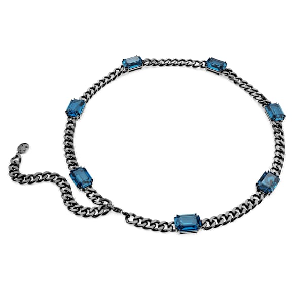 Collana Millenia, Taglio ottagonale, Blu, Placcato rutenio - Swarovski, 5671243