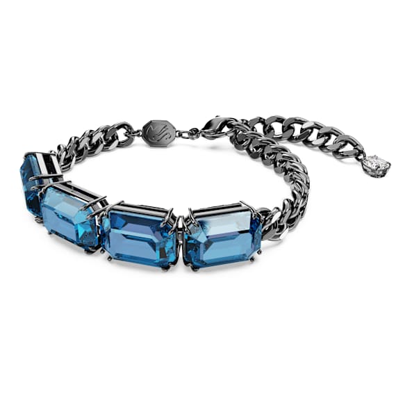 Braccialetto Millenia, Taglio ottagonale, Blu, Placcato rutenio - Swarovski, 5671250